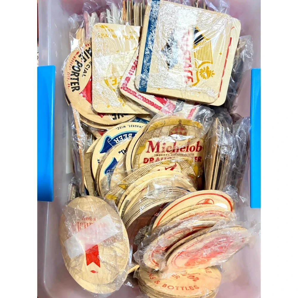 Lot of 50 Random Vintage Beer Coasters Mostly 1970s Mixed Breweriana Bar Decor